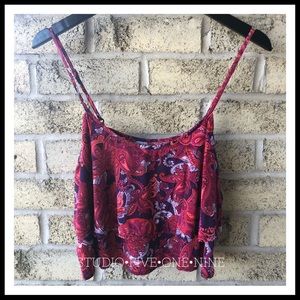 Garage Red and Purple Paisley Crop Top